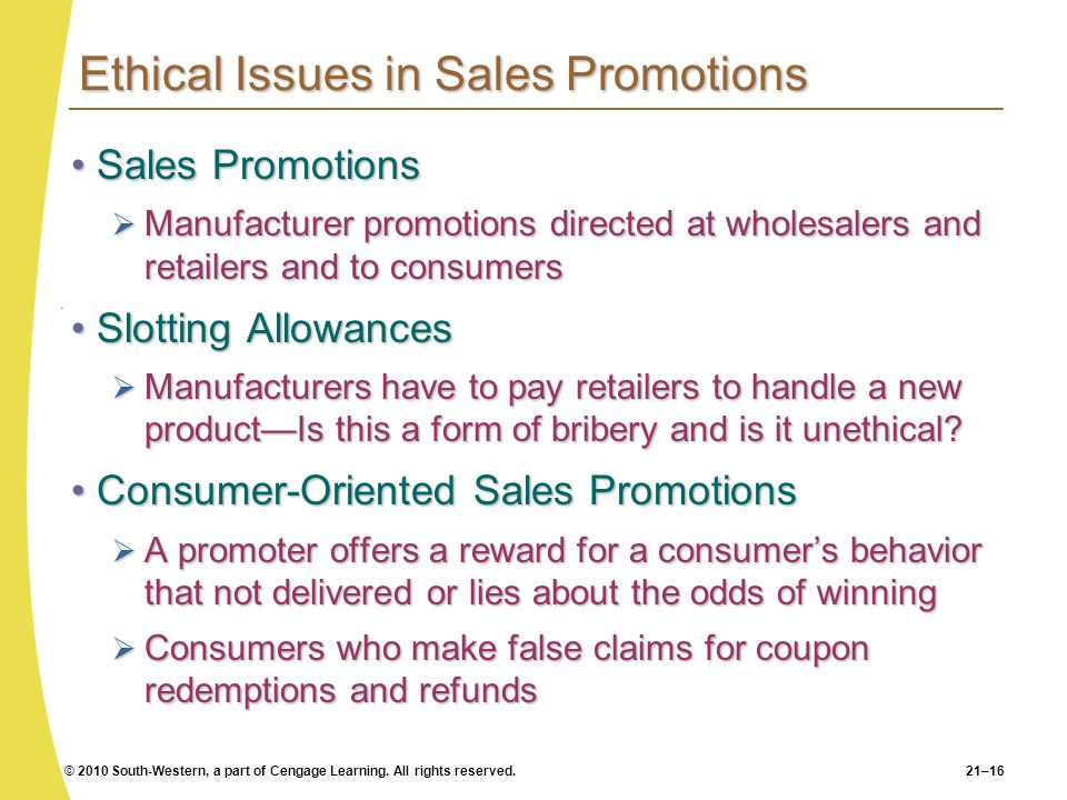 ethics in sales promotion ppt